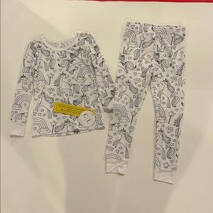 NEW Caden Lane Color Me Prints Unicorn 2 piece PJ set girls 4T
